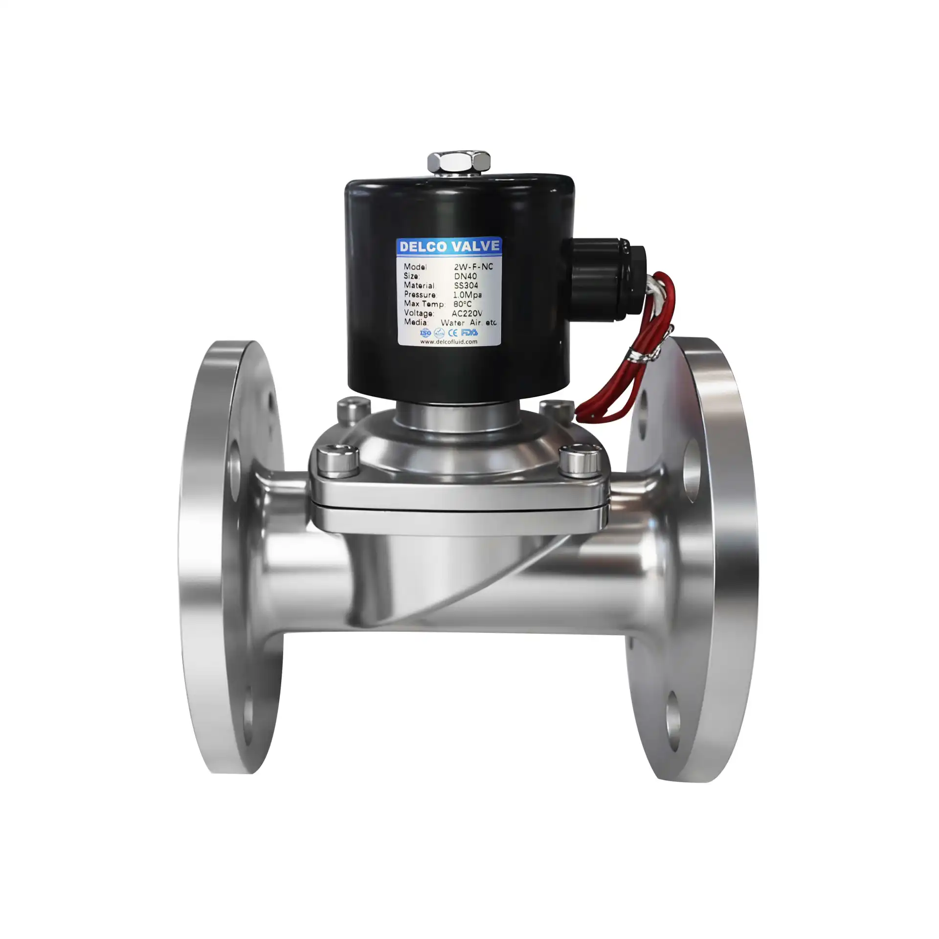 フランジ付きステンレス製ソレノイドバルブ