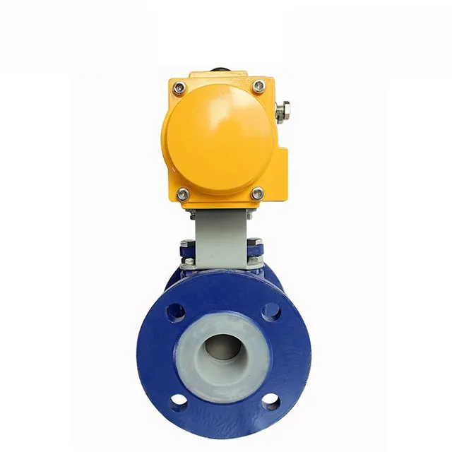 耐腐食仕上げの空気圧PTFEライニングボールバルブのフランジ接続のクローズアップ