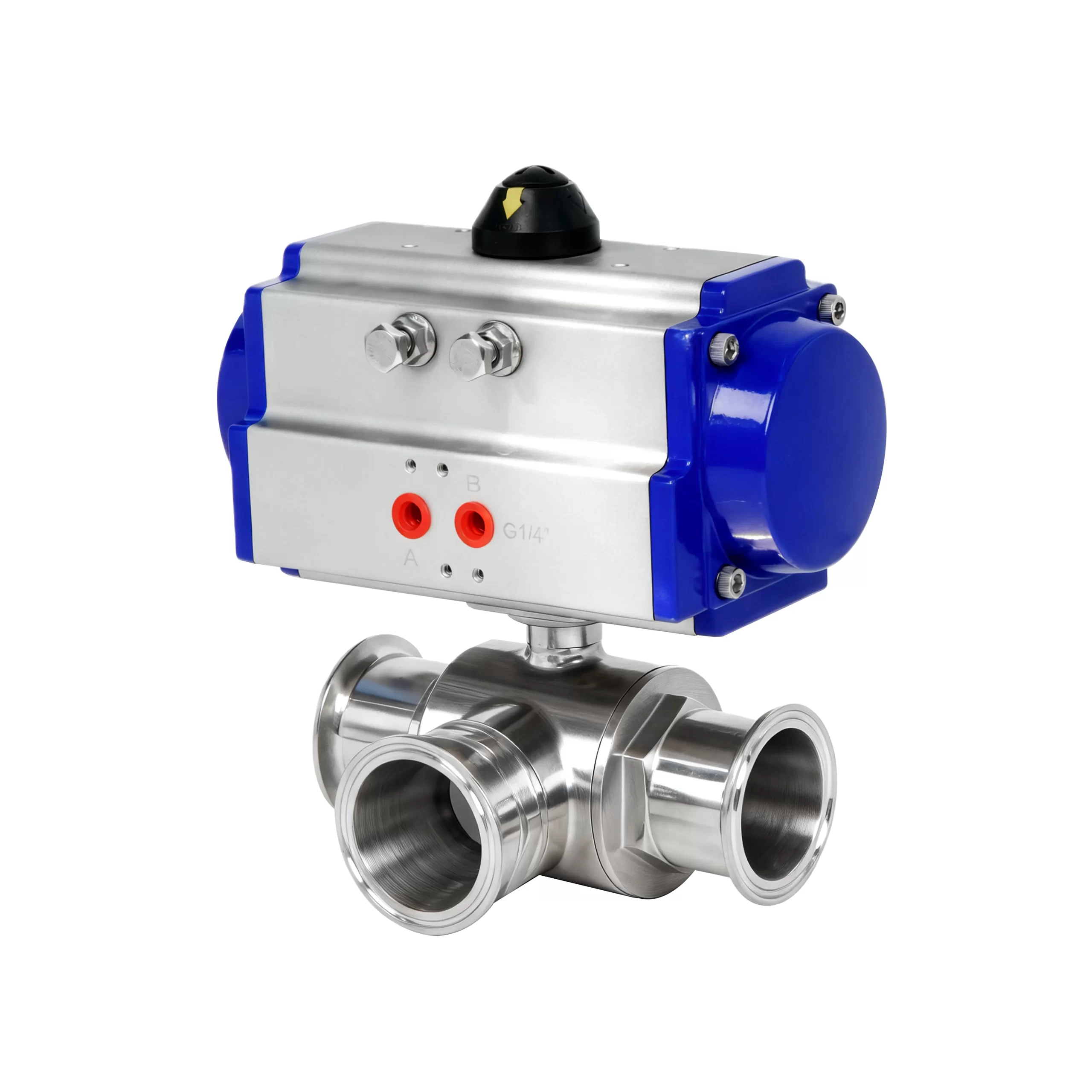 DK66-3WS Pneumatic 3-Way Sanitary Tri-Clamp Ball Valve 4