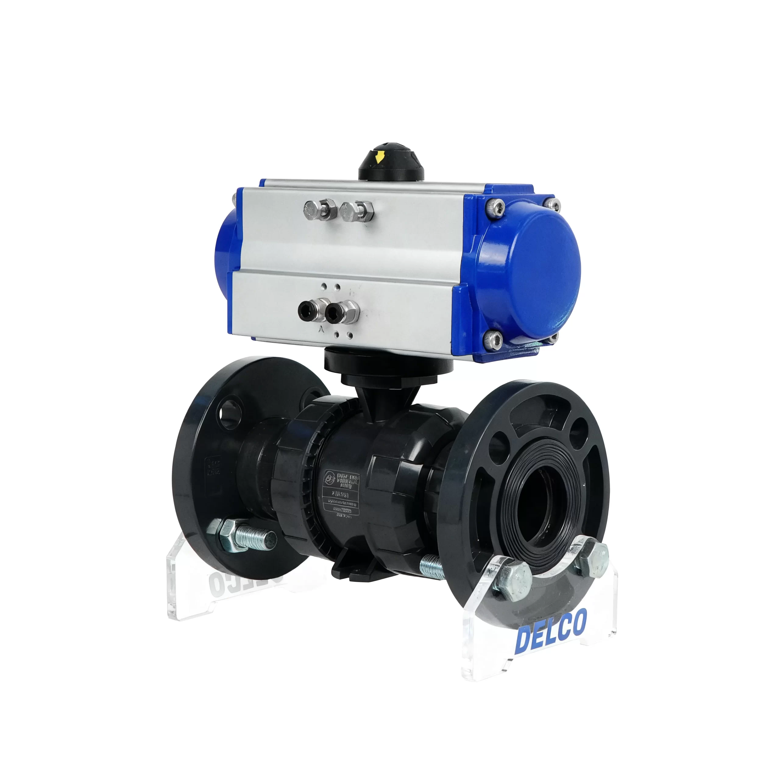 DK66-PVC Pneumatic UPVC Double Union Flange Ball Valve 5