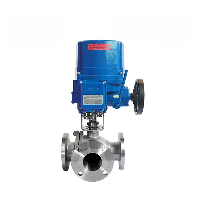 QT-DK55-TF Electric Explosion-proof Stainless Steel Tee Flange Ball Valve 3
