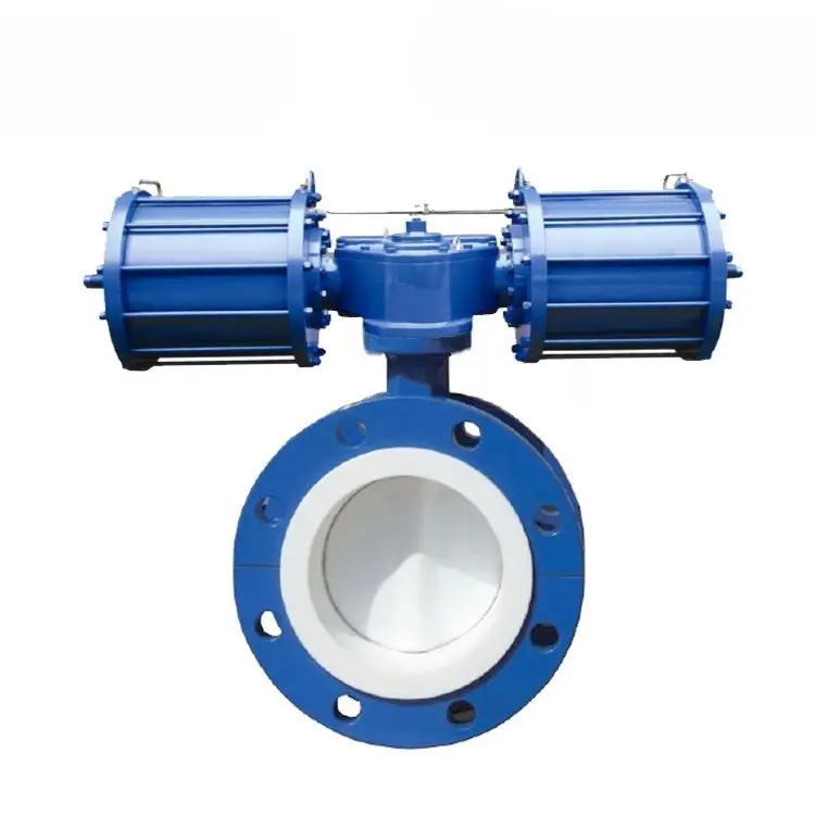 Pneumatic PTFE Lined Flanged Butterfly Valve